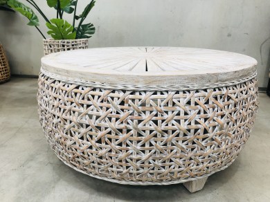 Nazca Coffee Table-Whitewash-Front view